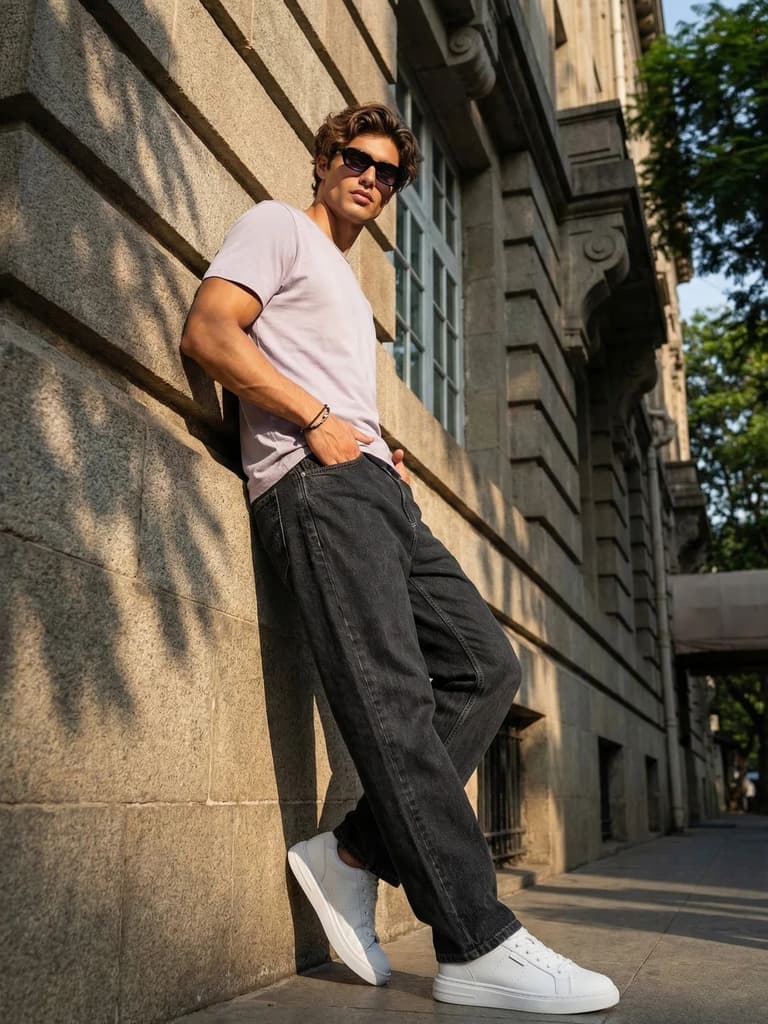 Men's Dark Grey Relaxed Fit Washed Denim Jeans Non-Stretchable — photo 4