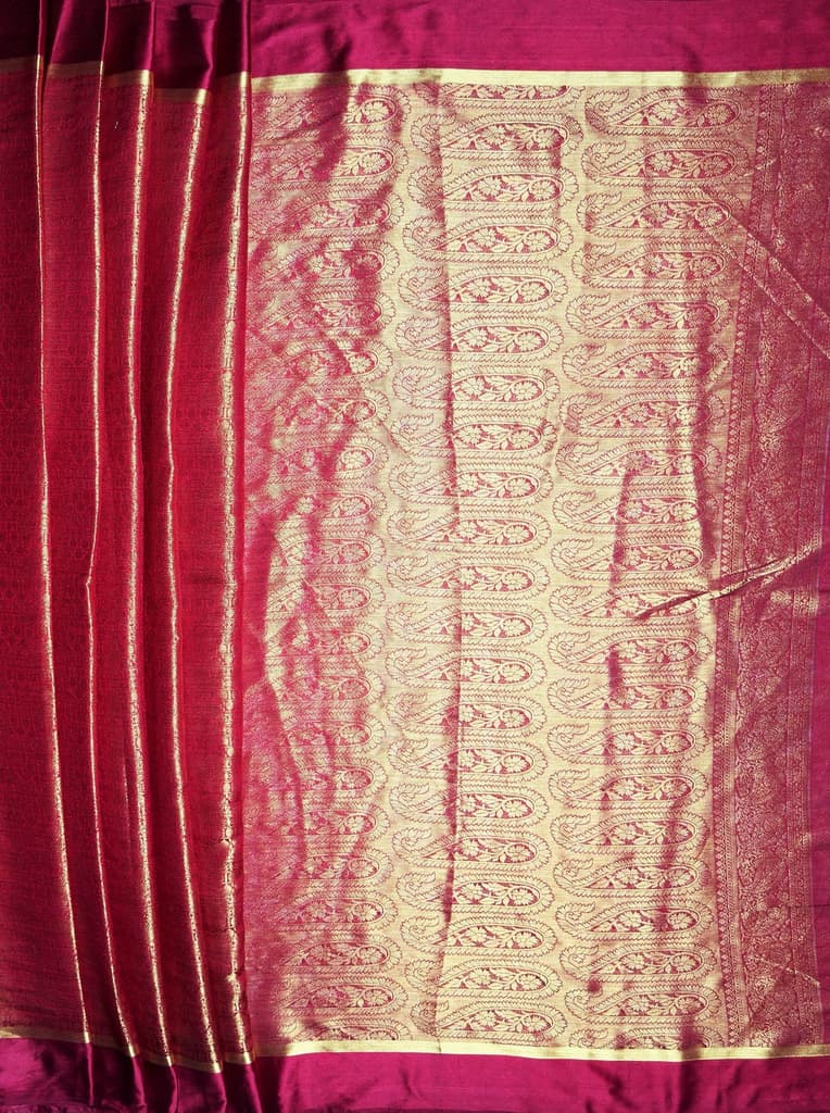 MIMOSA Women's Woven Design Mysore Silk Style Crepe Saree with Blouse Piece - Maroon ( SA00003134MRFREE ) — photo 7