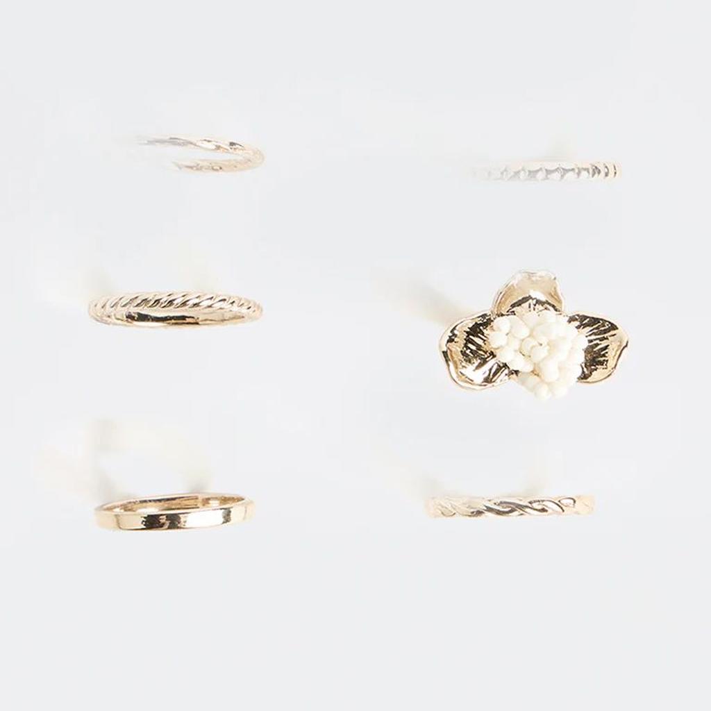 Westside Accessories Gold Floral Rings Set - Pack of 6