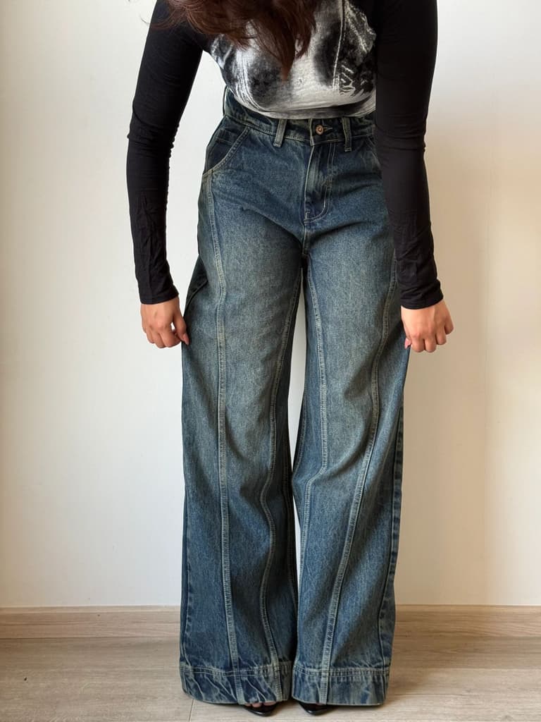 Tinted Vintage Washed Wide Leg Baggy Jeans — photo 6