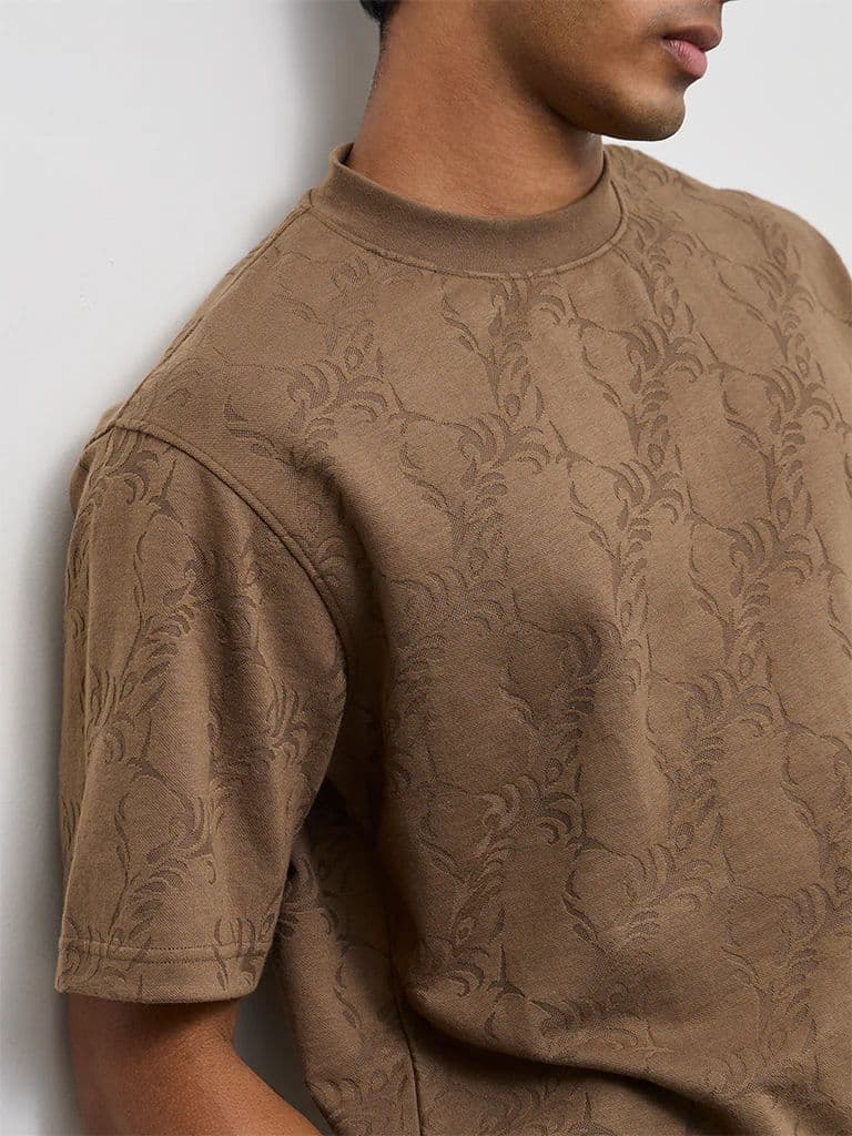 ETA Taupe Jacquard Relaxed-Fit T-Shirt — photo 4