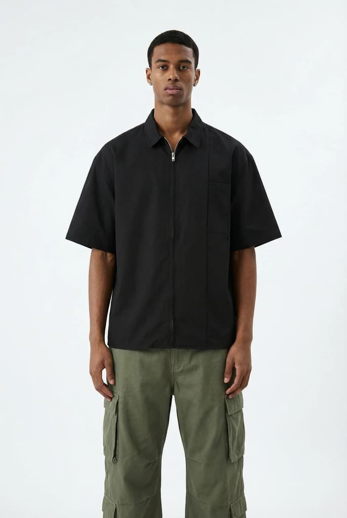 Zip Up Shirt // Black — photo 7