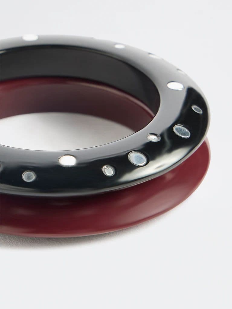 Westside Accessories Black and Burgundy Studded Bangles – Pack of 2 — photo 3