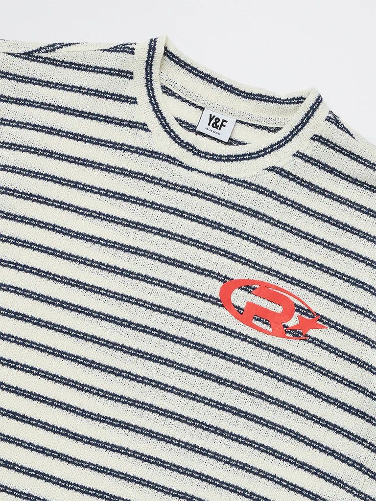 Y&F Kids Boys Black Striped T-Shirt — photo 3