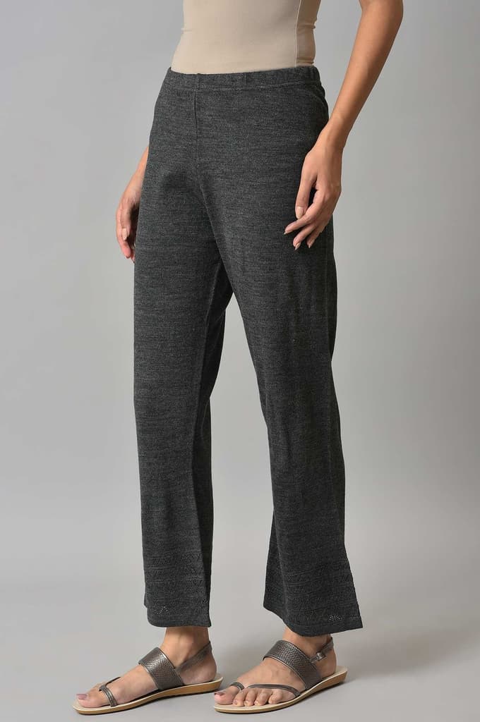 Grey Geometric Straight Fit Palazzo With Elasticated Waist — photo 3