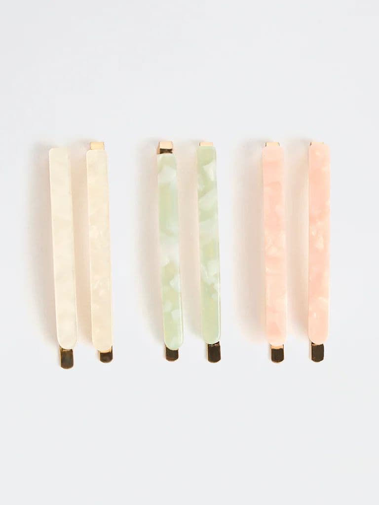 Westside Accessories Multicolour Acrylic Fancy Clips – Pack of 6