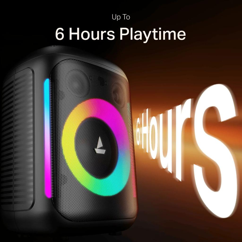 boAt PartyPal 30 | Bluetooth Speaker with 25W Sound, RGB LEDs, 6 Hours Playback, Karaoke & TWS