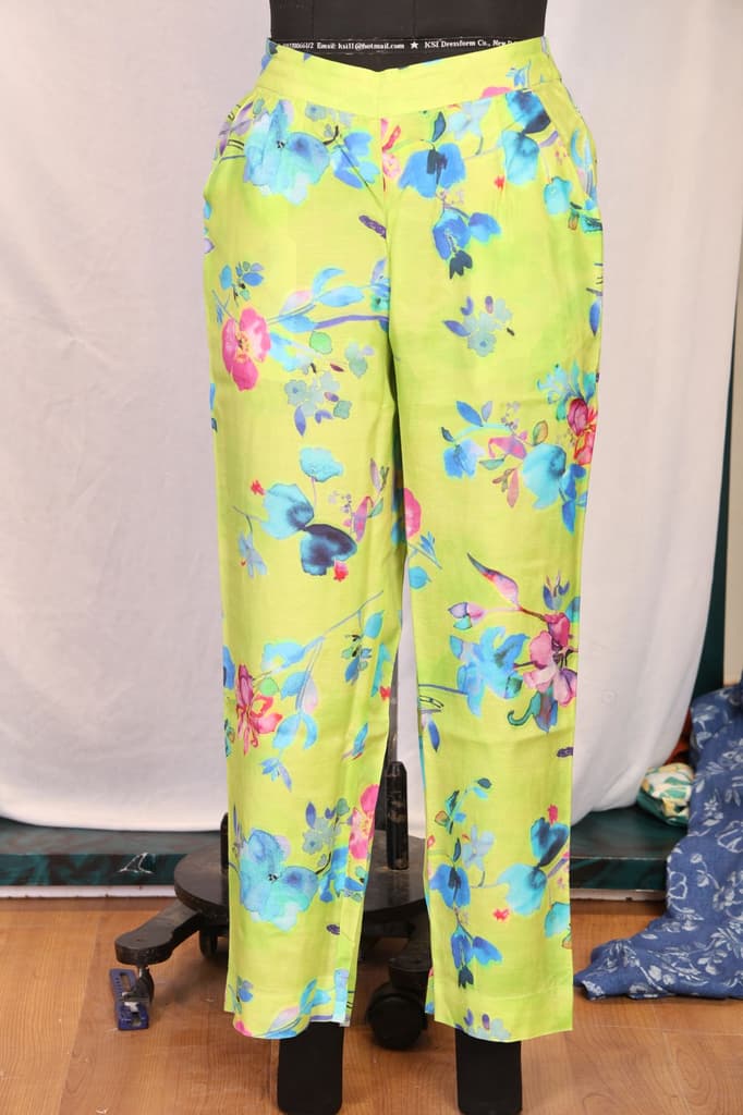 Lime Green Floral Printed Straight Shirt with Pants Co-ord Set — photo 6