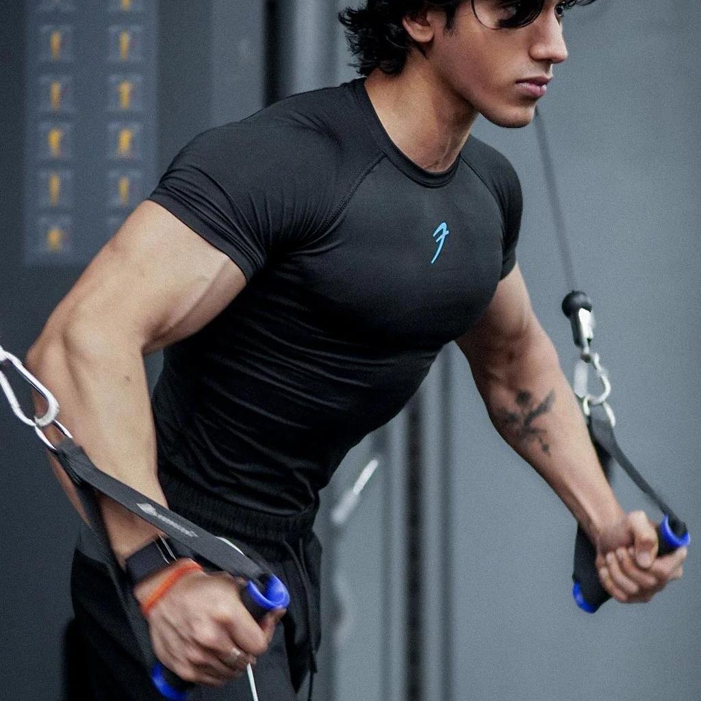 Compression T-shirt Black/ Blue Logo