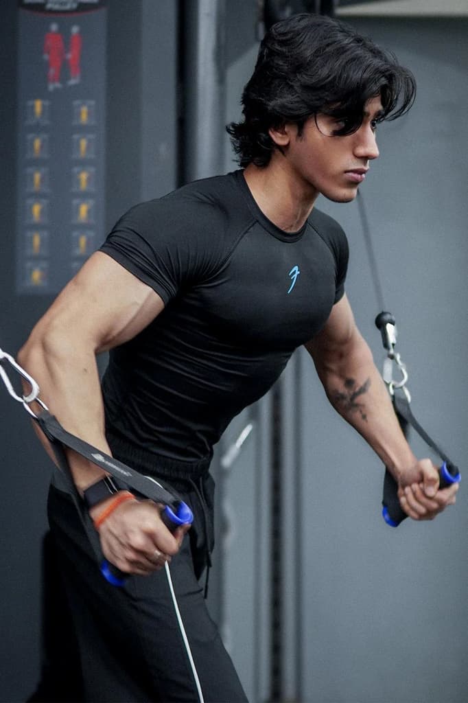 Compression T-shirt Black/ Blue Logo — S