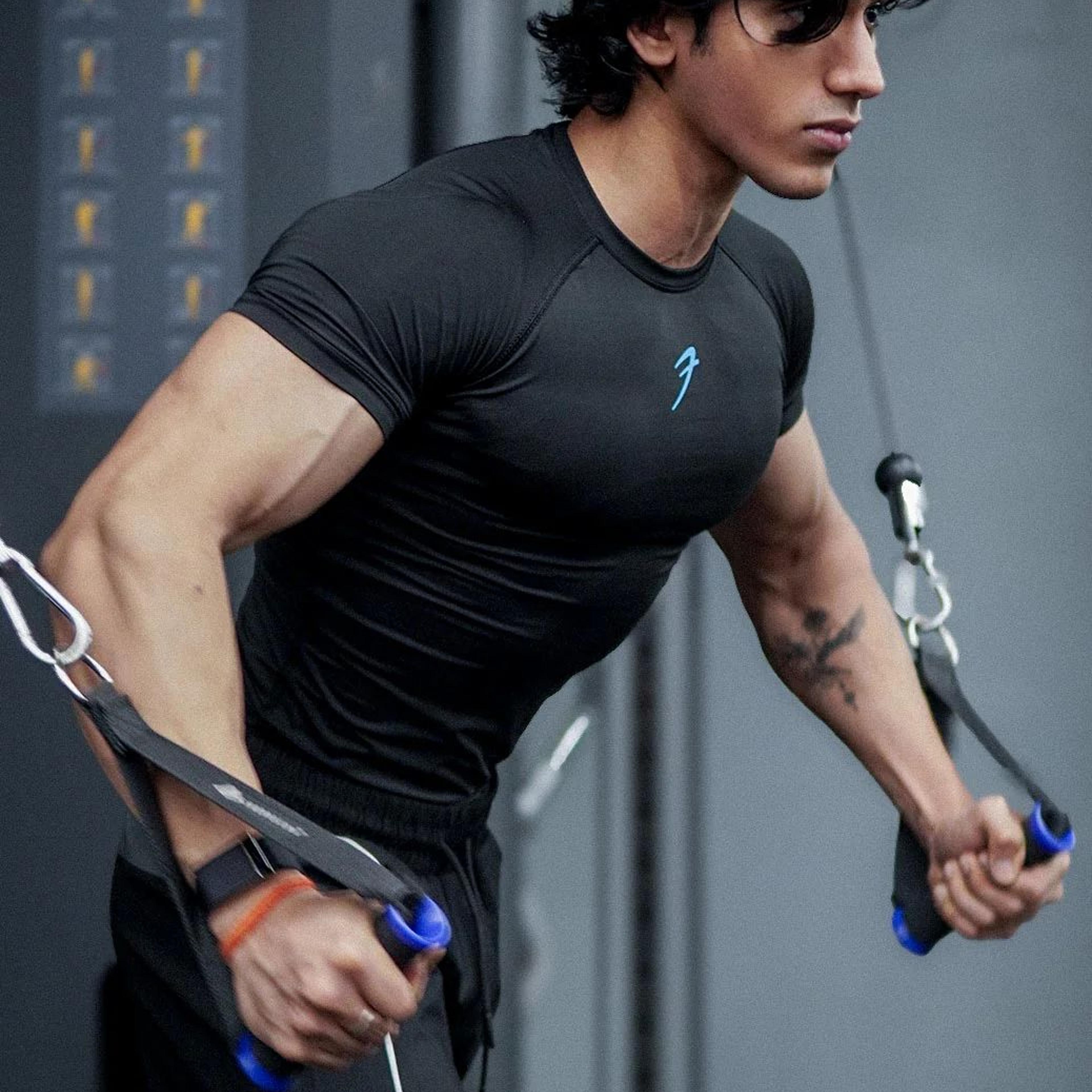 Compression T-shirt Black/ Blue Logo