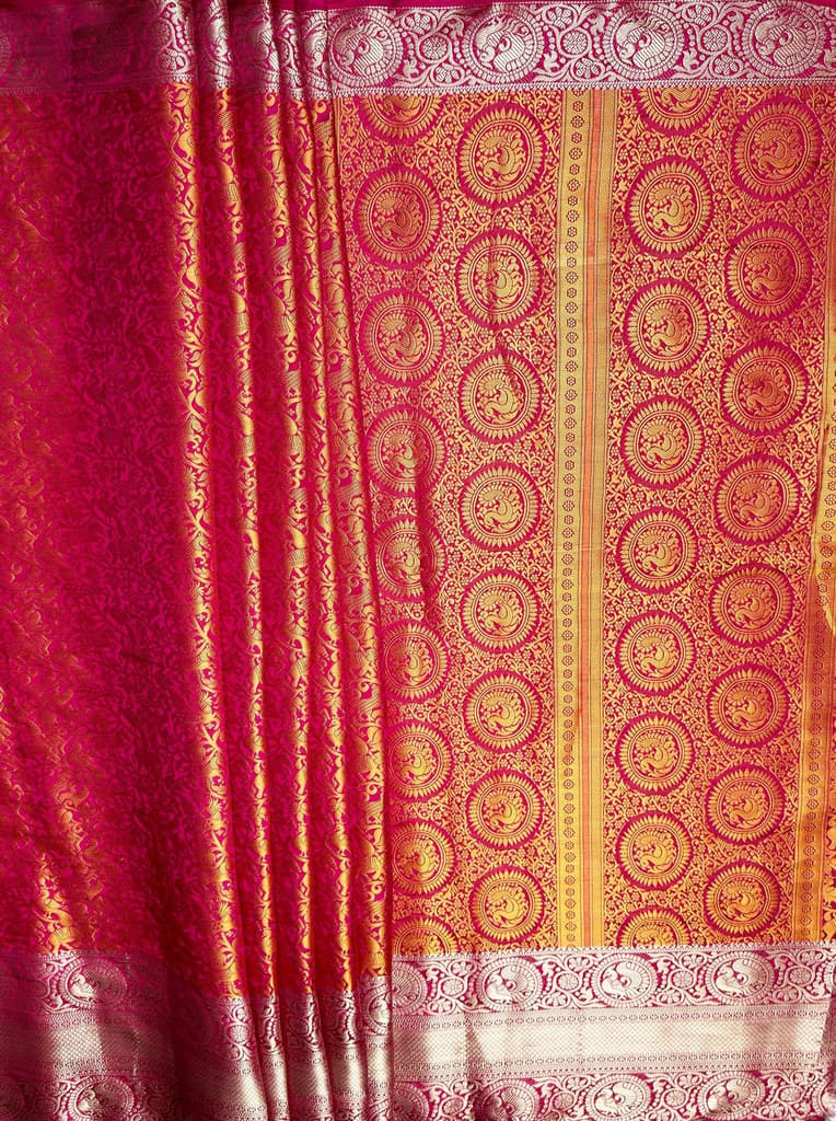 MIMOSA Women's Woven Design Banarasi Style Art Silk Saree with Blouse Piece - Mejanta ( SA00003133MJFREE ) — photo 7