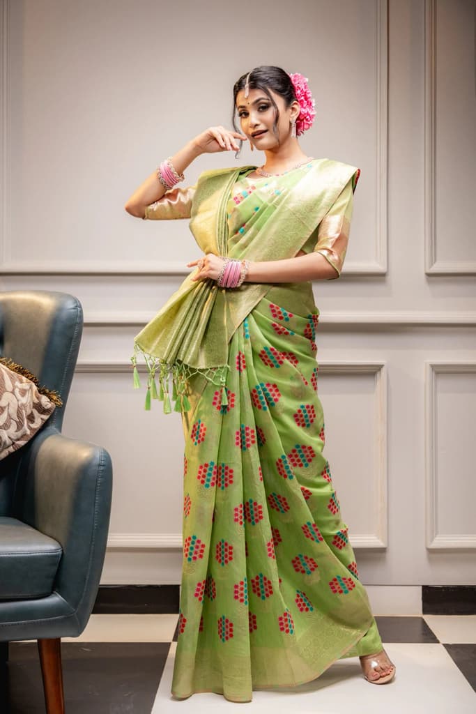 Mimosa Women's Woven Design Banarasi Style Art Silk Saree With Blouse Piece : SA00001595PSFREE — photo 4