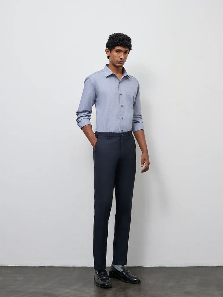 WES Formals Grey Relaxed-Fit Cotton Shirt — photo 2
