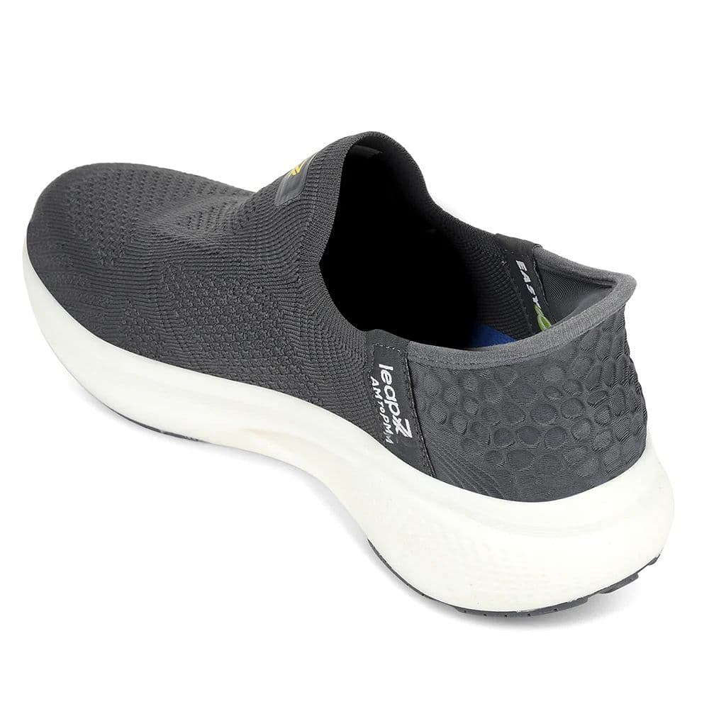 Leap7x Dark Grey Sports Non Lacing Walking Shoes For Men EAZYGO-253 By Liberty — photo 5