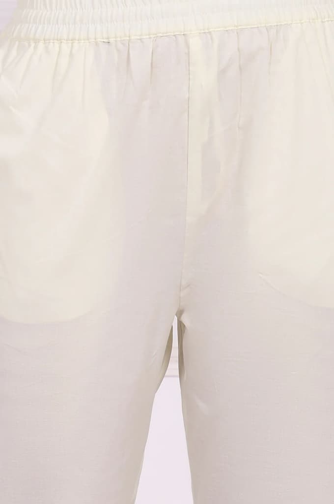 White Floral Printed Embroidered Pure Cotton Straight Kurta, Pants and Dupatta Set — photo 8