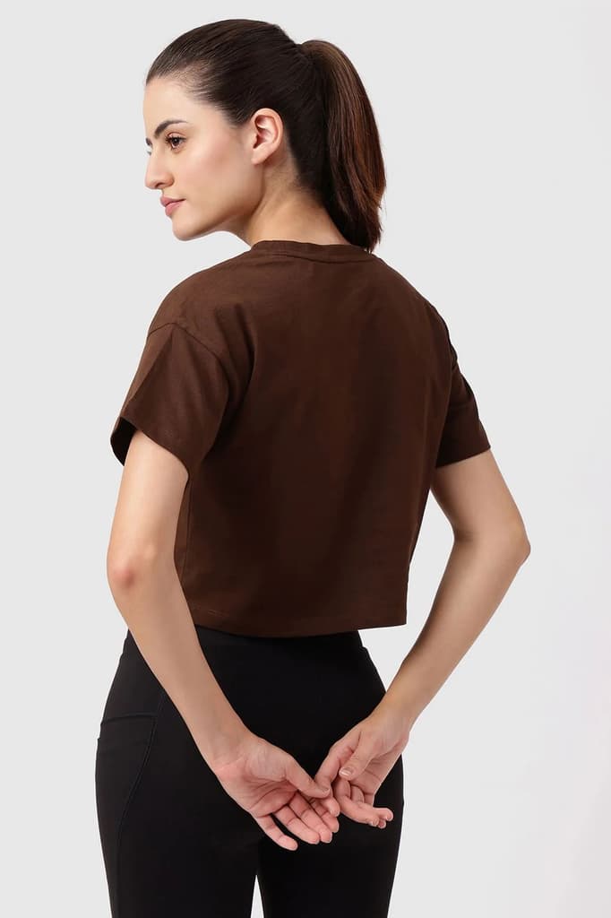 Brisk Fuaark Cotton Crop Top Coffee — photo 5