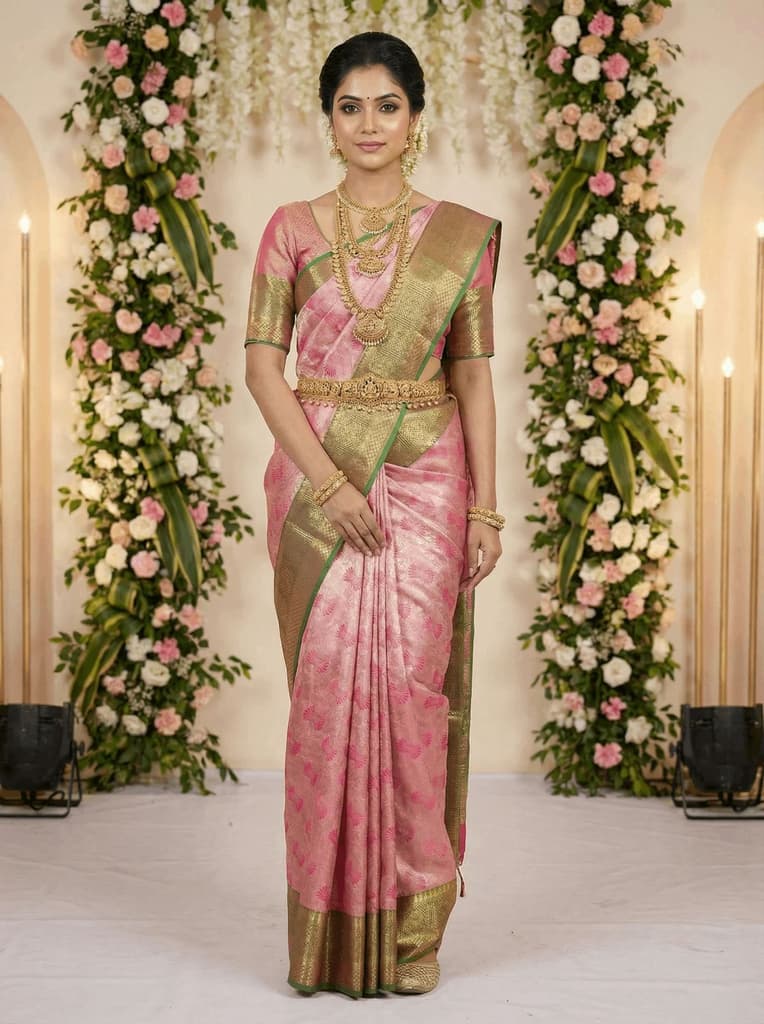 MIMOSA Women's Woven Design Kanjivaram Style Art Silk Saree with Blouse Piece - Rani Pink (SA00002804RNFREE) — Default Title