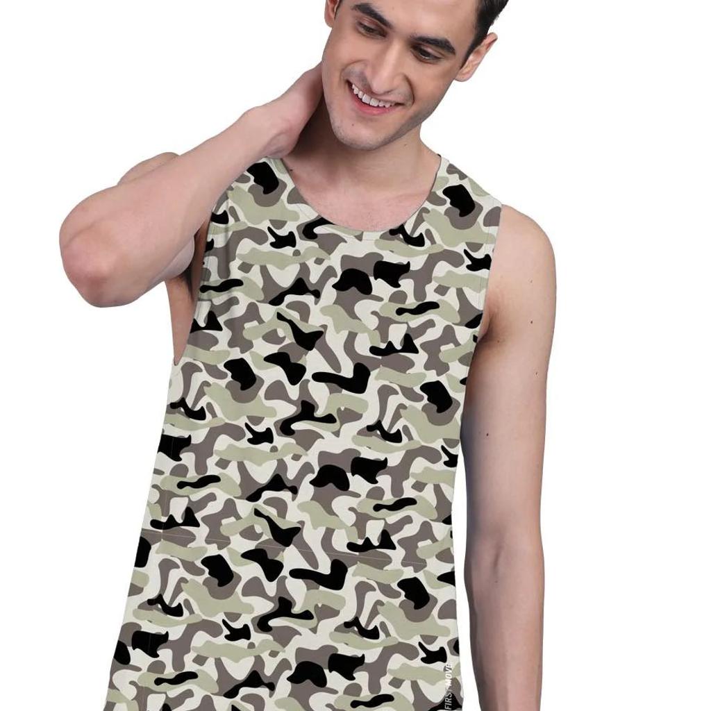 Camouflage Active Vest Front Yoke Camouflage Regular Organic Bamboo Vest - Active Fit (Pack Of 1)