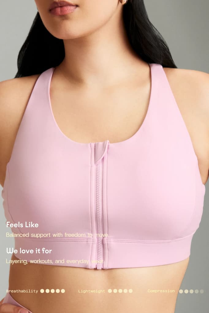 Bubblegum LevelUp Front Zip Sports Bra — photo 5