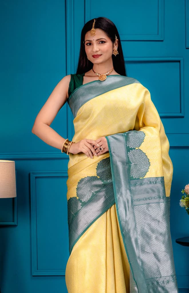 Mimosa Women's Woven Design Banarasi Style Art Silk Saree With Blouse Piece : SA00001803GDFREE — photo 2