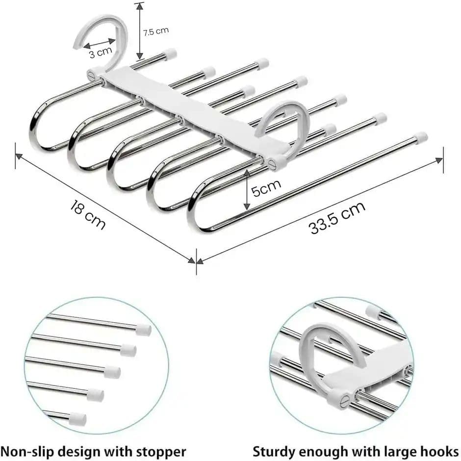 Perpetual Stainless Steel Hanger | 5-in-1 Wardrobe Organizer for Pants | Pack of 2 — photo 3