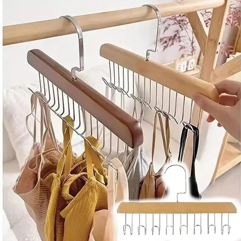 Perpetual Wooden Hanger | Adjustable 8-Hook Clothes Hanger | Wardrobe Organizer | Pack of 2