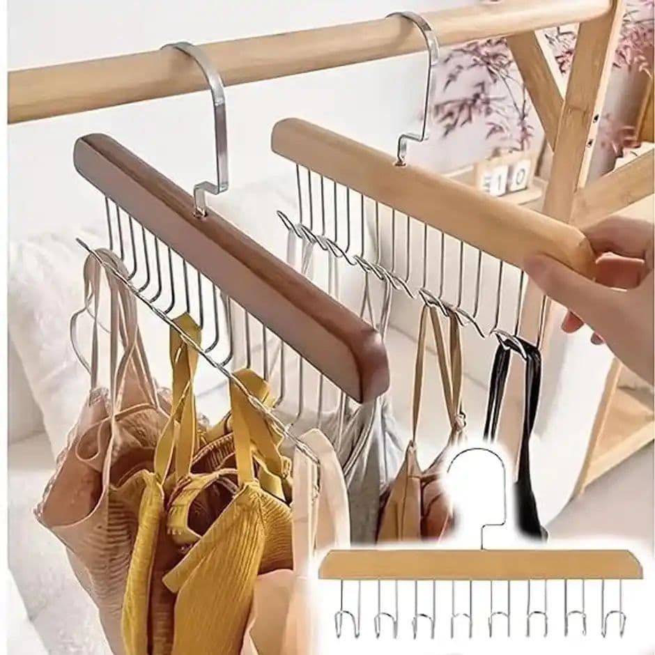 Perpetual Wooden Hanger | Adjustable 8-Hook Clothes Hanger | Wardrobe Organizer | Pack of 2