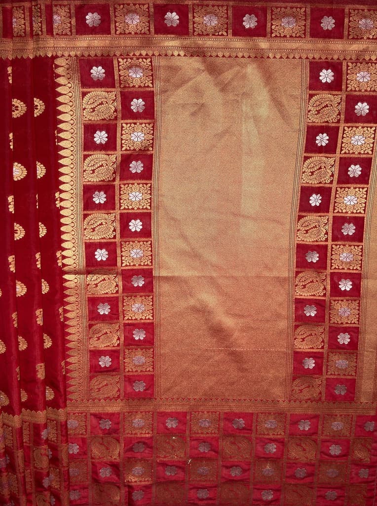 MIMOSA Women's Woven Design Banarasi Style Chiffon Saree with Blouse Piece - Maroon ( SA00003124MRFREE ) — photo 7