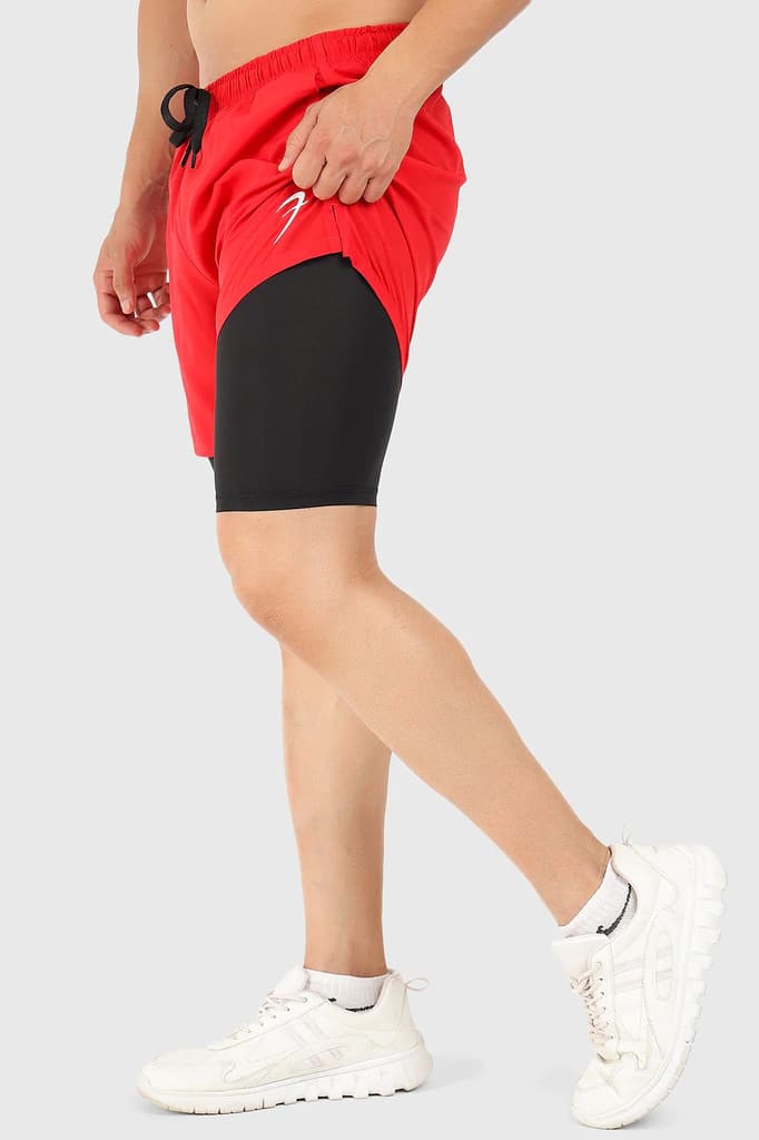 2 in 1 5" Compression Shorts Red — photo 4