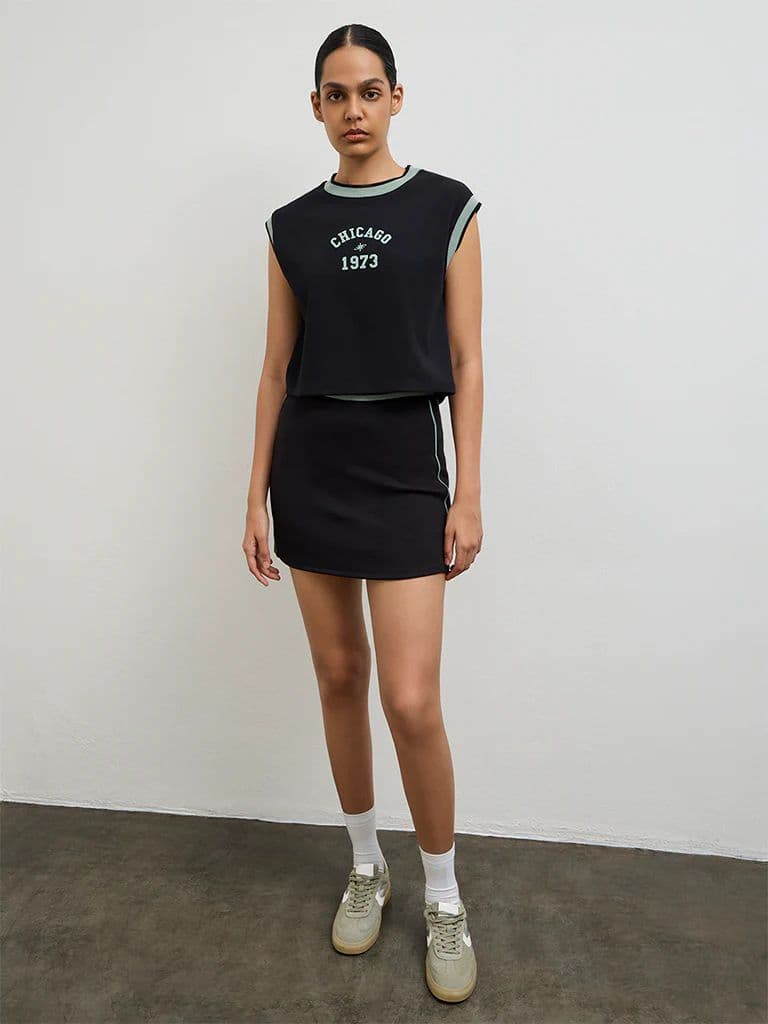 Nuoflexx Black Text Printed Cotton-Blend T-Shirt — photo 2
