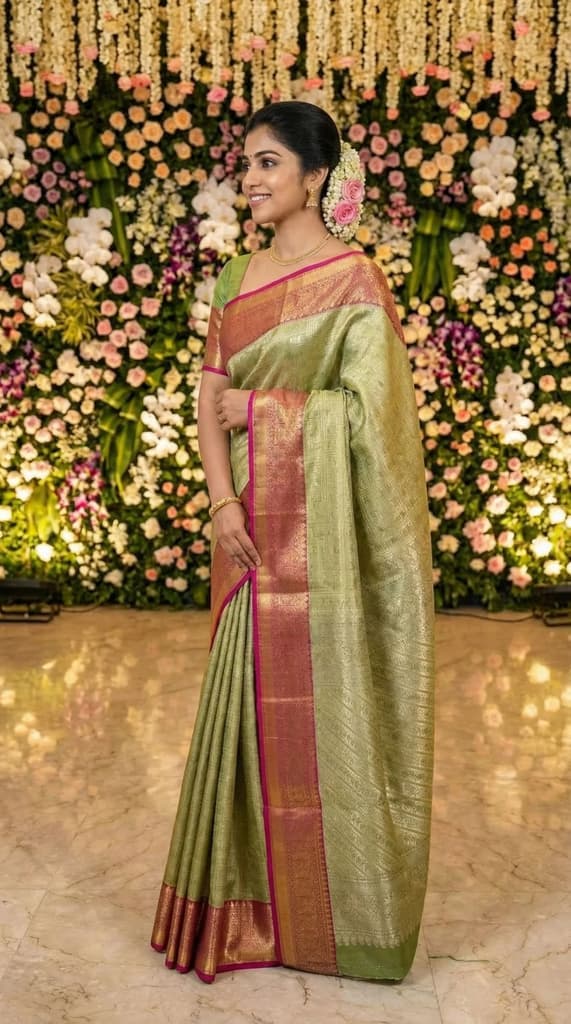 MIMOSA Women's Woven Design Kanjivaram Style Art Silk Saree with Blouse Piece - Green (SA00001522GRNFREE) — photo 3
