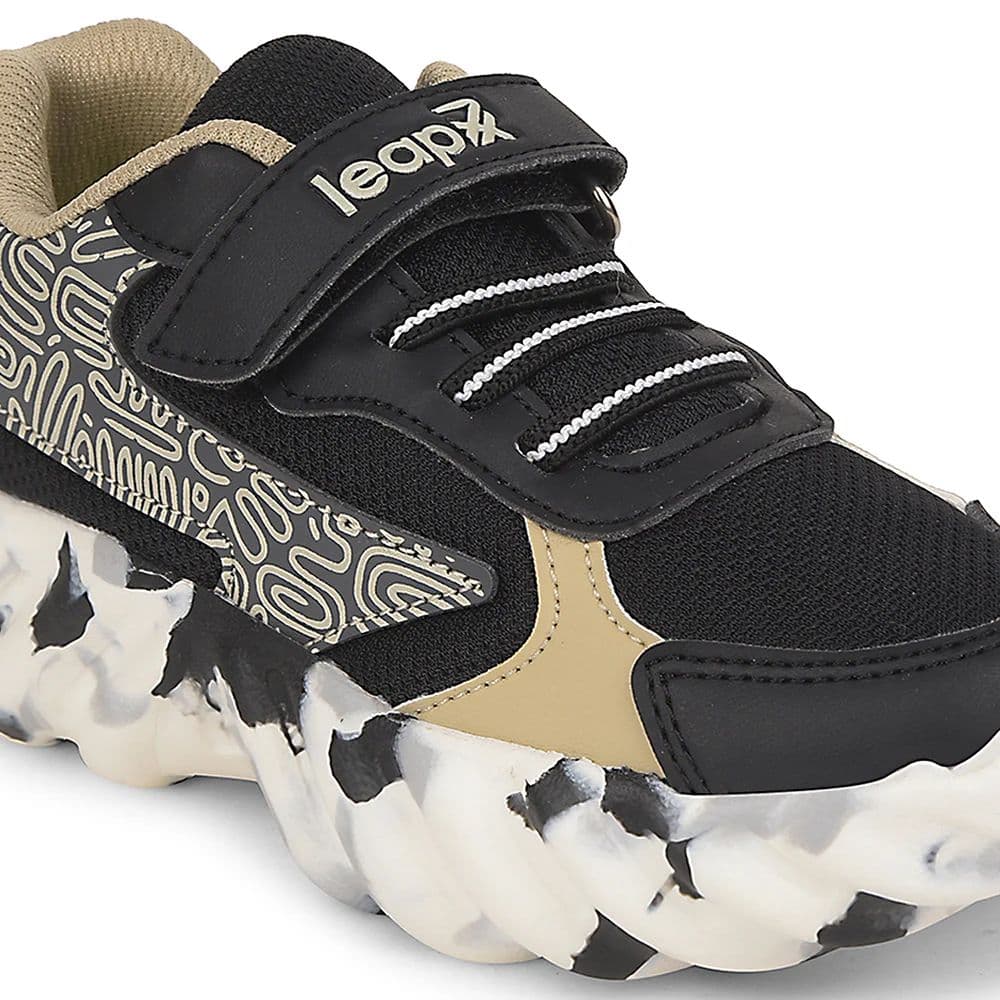 Leap7x Black Sports Non Lacing Walking Shoes For Kids DENIAL-2 By Liberty — photo 5