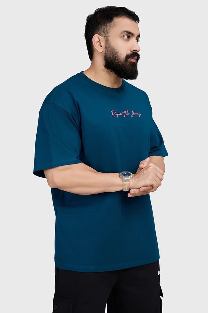 Respect The Journey Oversized T-shirt Teal — XS