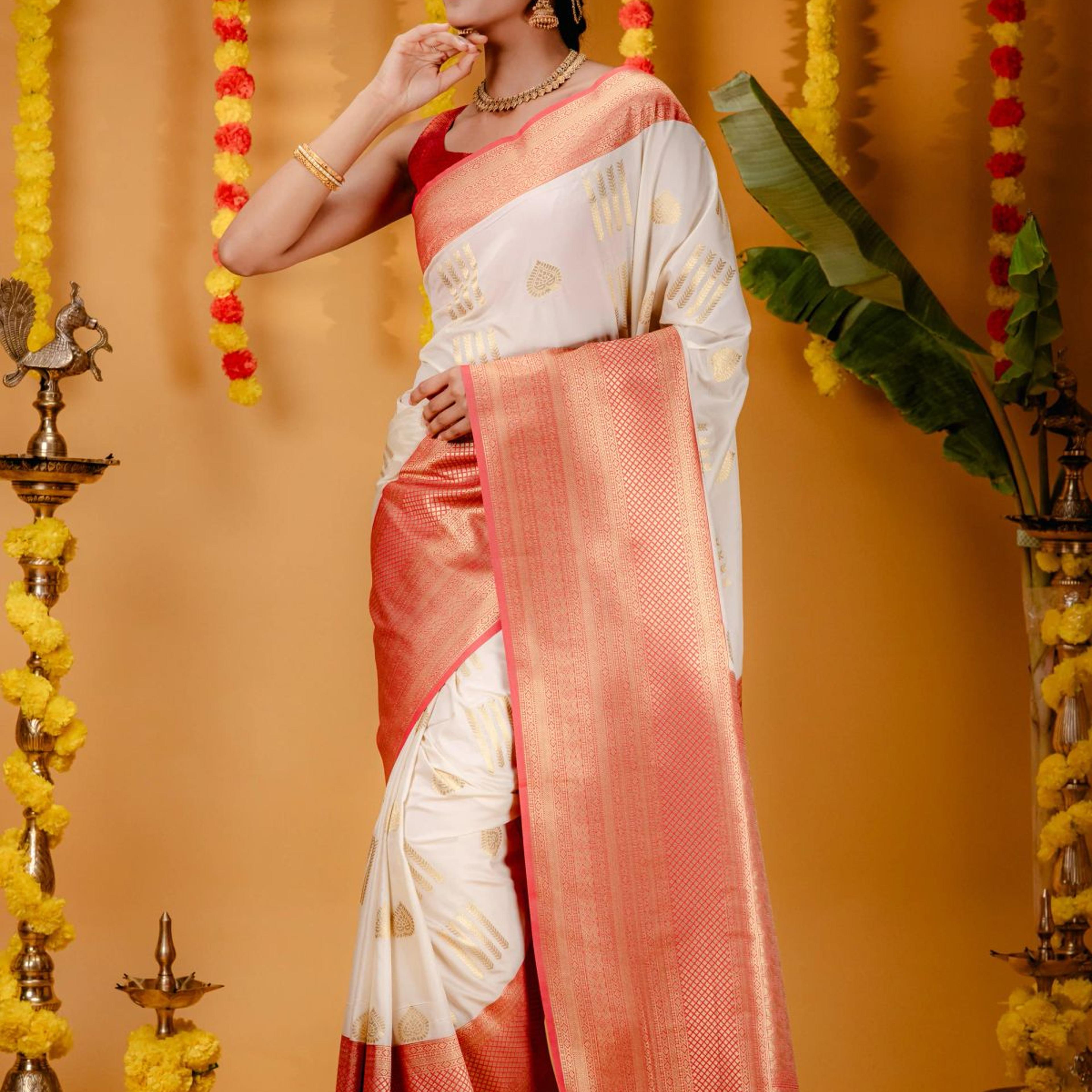 Mimosa Women's Woven Design Kanjivaram Style Art Silk Saree With Blouse Piece : SA00001732HWFREE