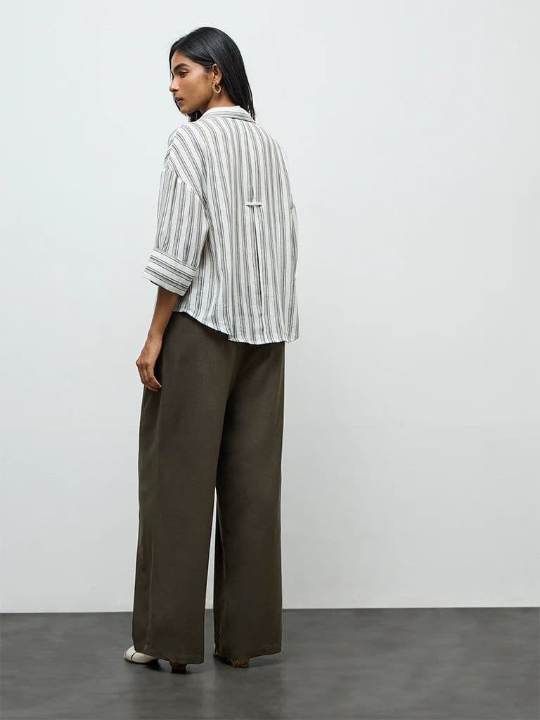 LOV Dark Olive High-Rise Trousers — photo 4