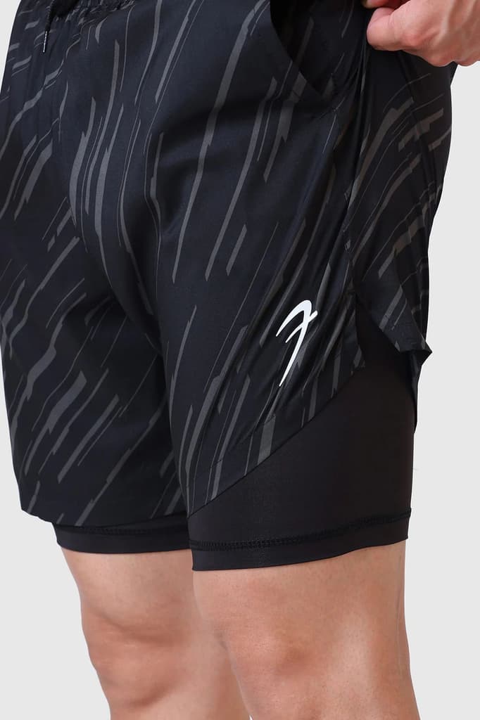 2 in 1 Printed Compression Shorts Black — photo 4