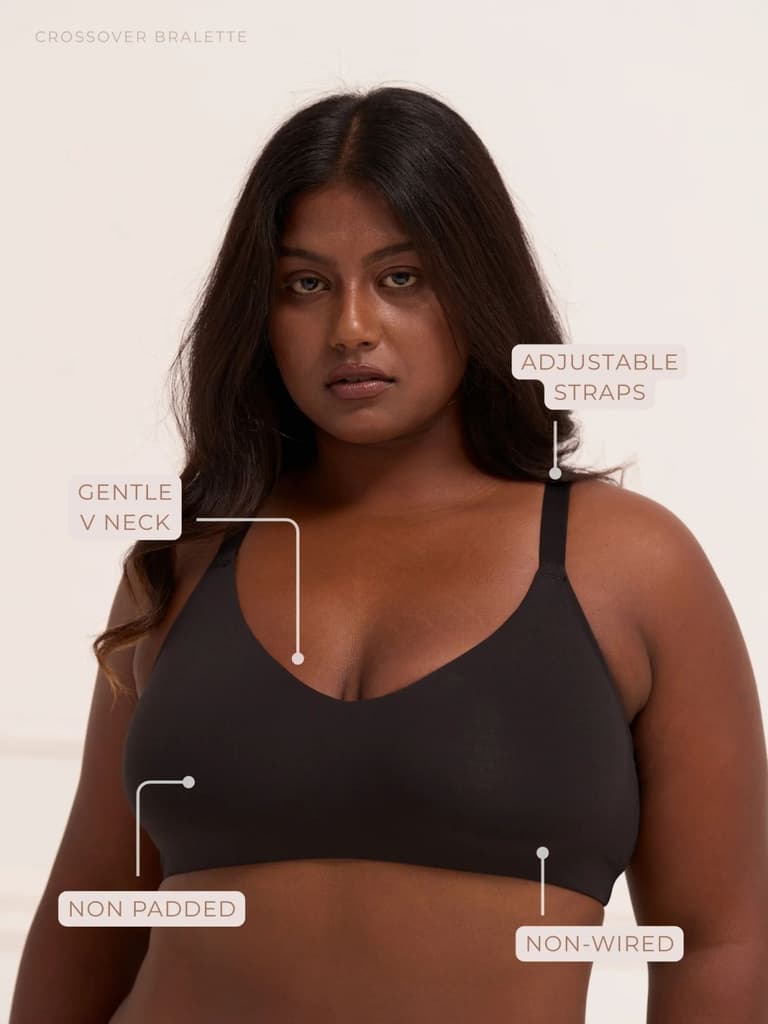 Crossover Bralette - Non-Padded Seamless Balconette Bra with V-Neck Design — photo 10