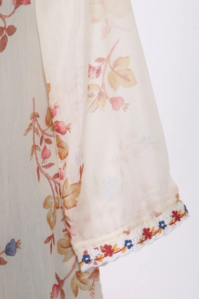 Off White Embroidered Chiffon Straight Top — photo 7