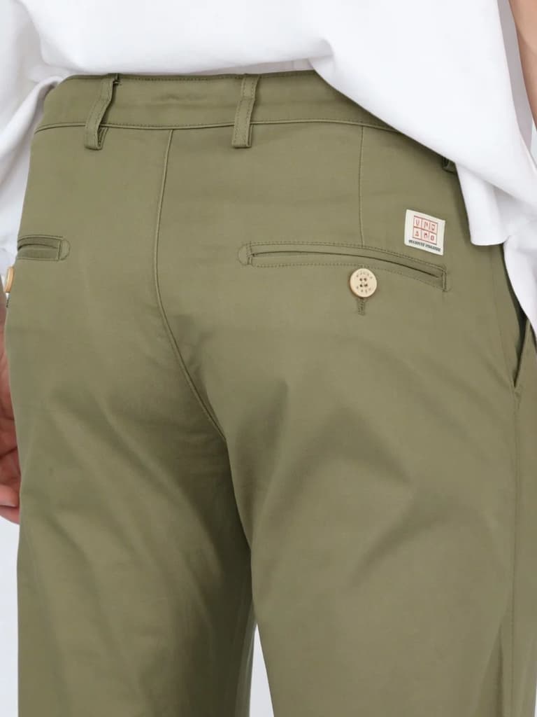 Men's Light Olive Straight Fit Mid Rise Cotton Casual Chinos Trousers Stretch — photo 6