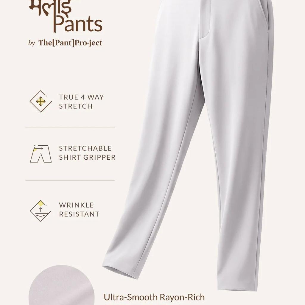 Malai Light Grey Soft-touch Slim Fit Power Stretch Pants