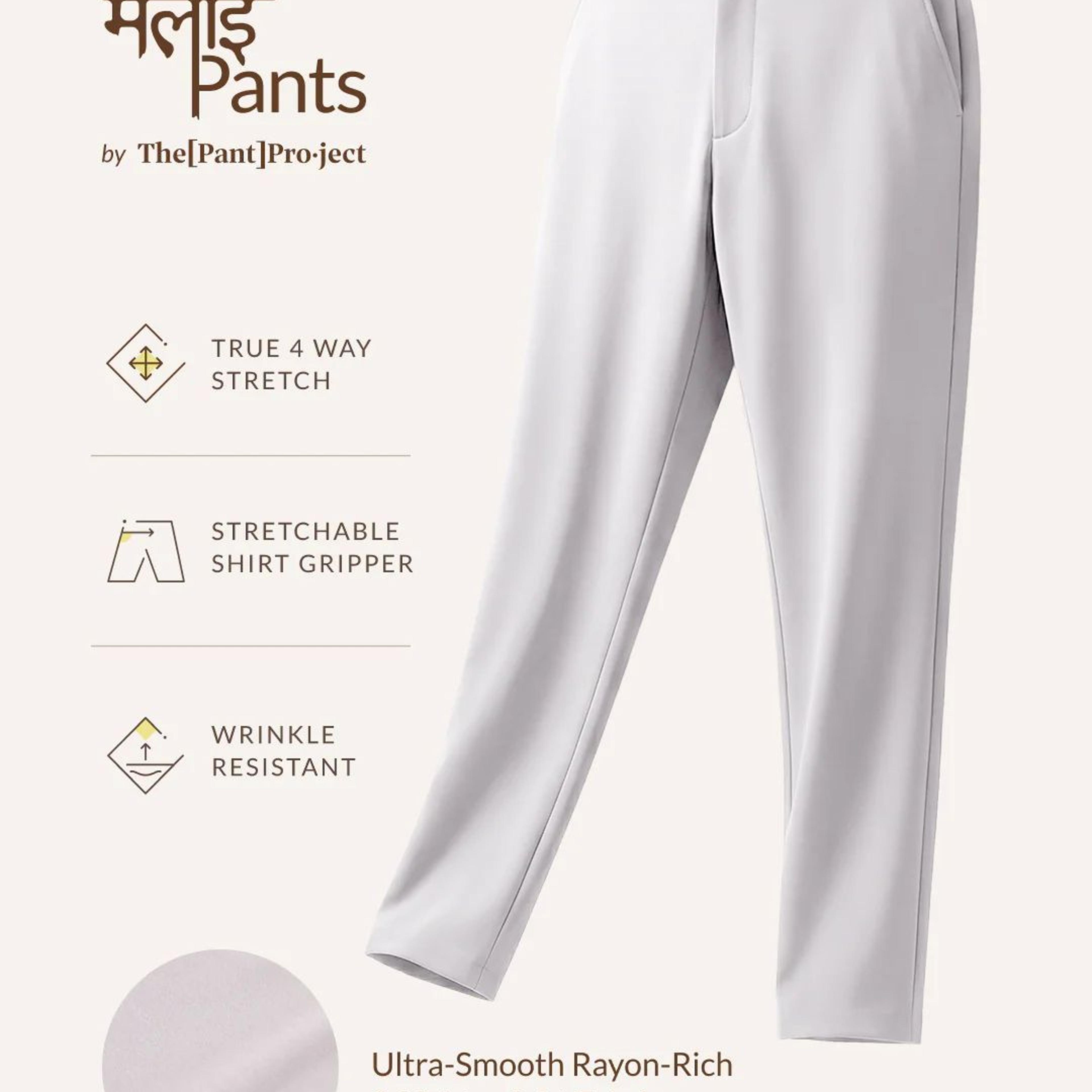 Malai Light Grey Soft-touch Slim Fit Power Stretch Pants
