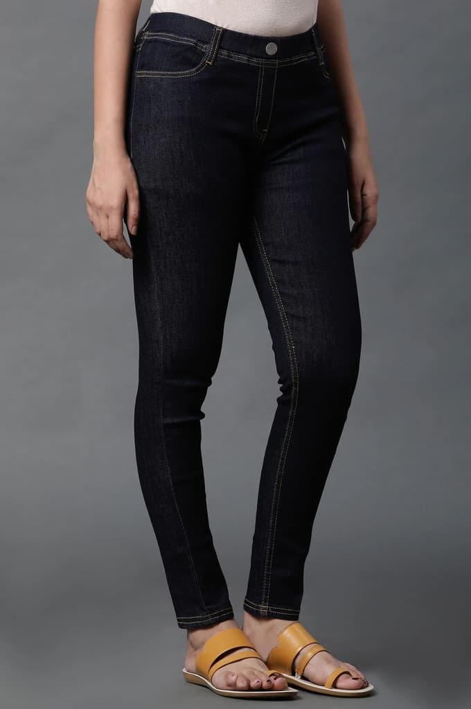 Blue Yarn-Dyed Denim Jeggings — photo 4