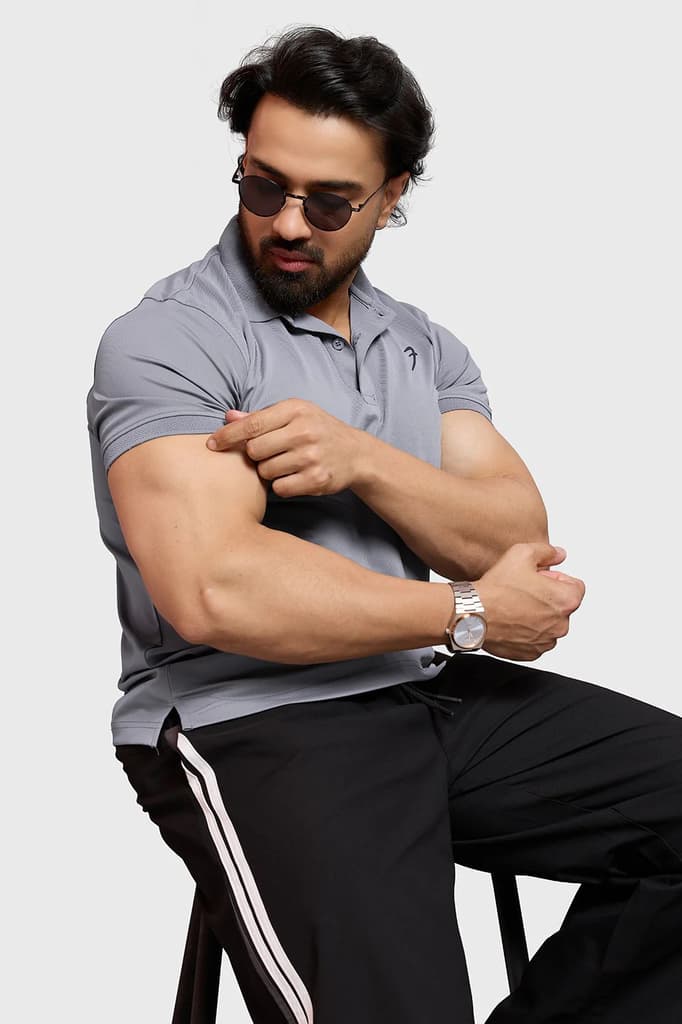 Obsidian Polo T-shirt Light Grey — photo 7