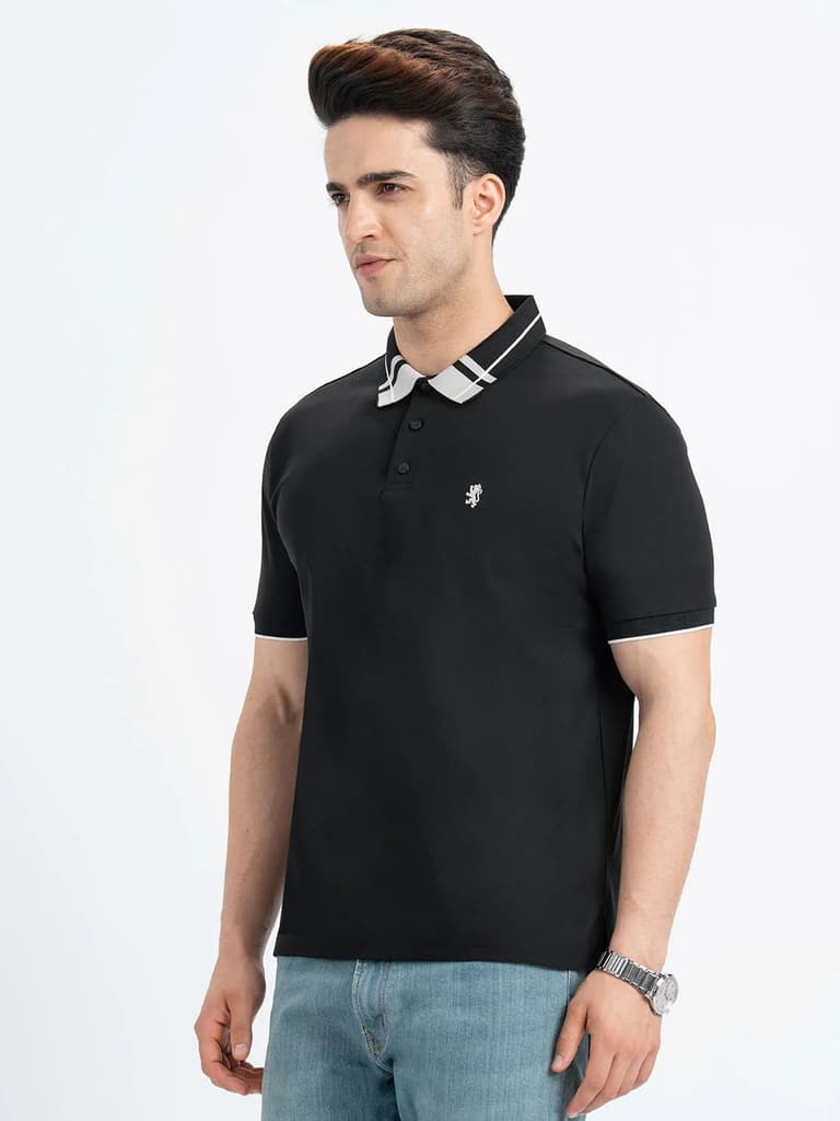 T Shirts for Men in Black | Polo Half Sleeve T Shirt — photo 2