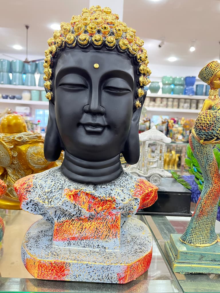 Buddha Head Statue | Sculpture | Bronze | Gold