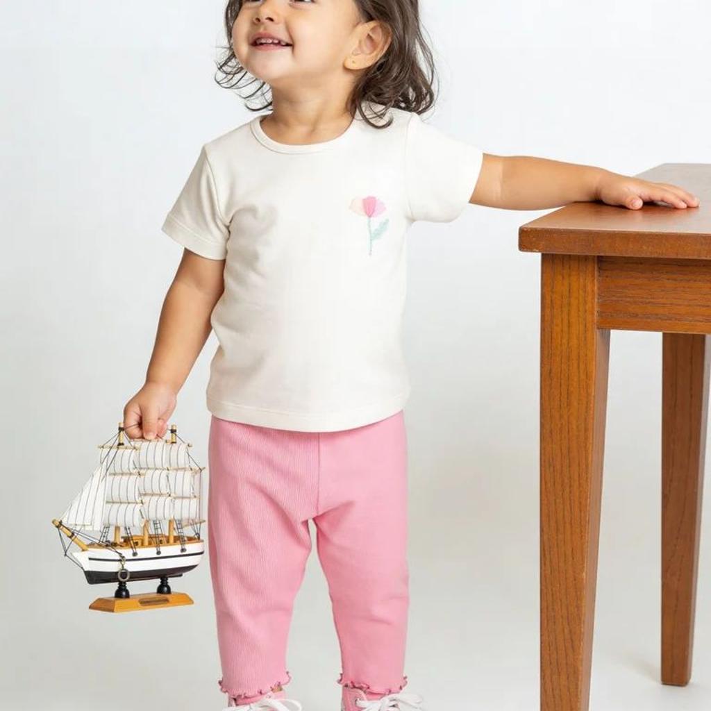 HOP Baby Girls Multicolour Printed Cotton T-Shirt and Pants Set