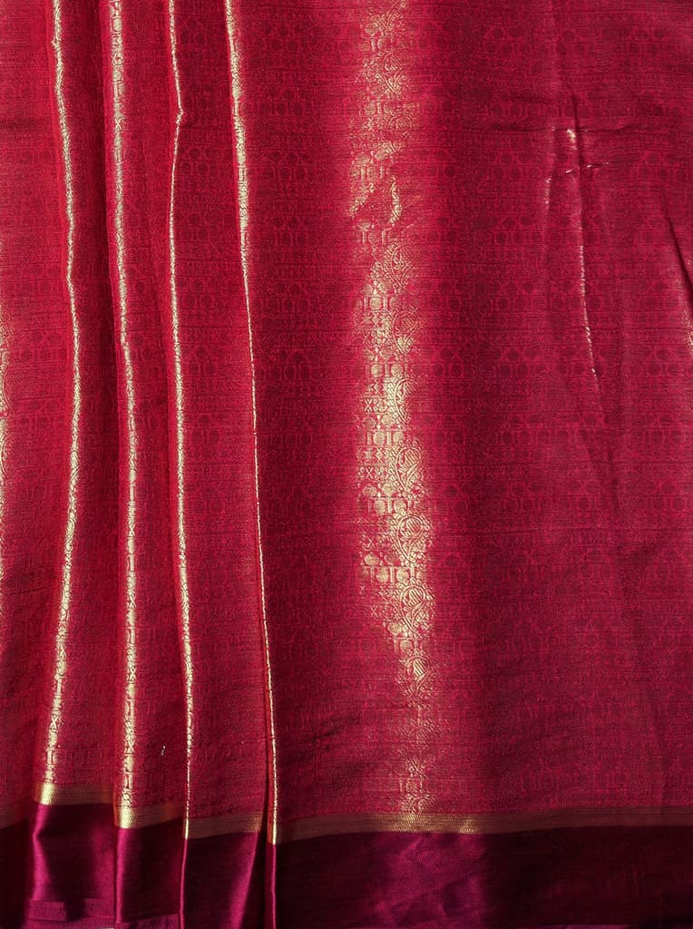 MIMOSA Women's Woven Design Mysore Silk Style Crepe Saree with Blouse Piece - Maroon ( SA00003134MRFREE ) — photo 6