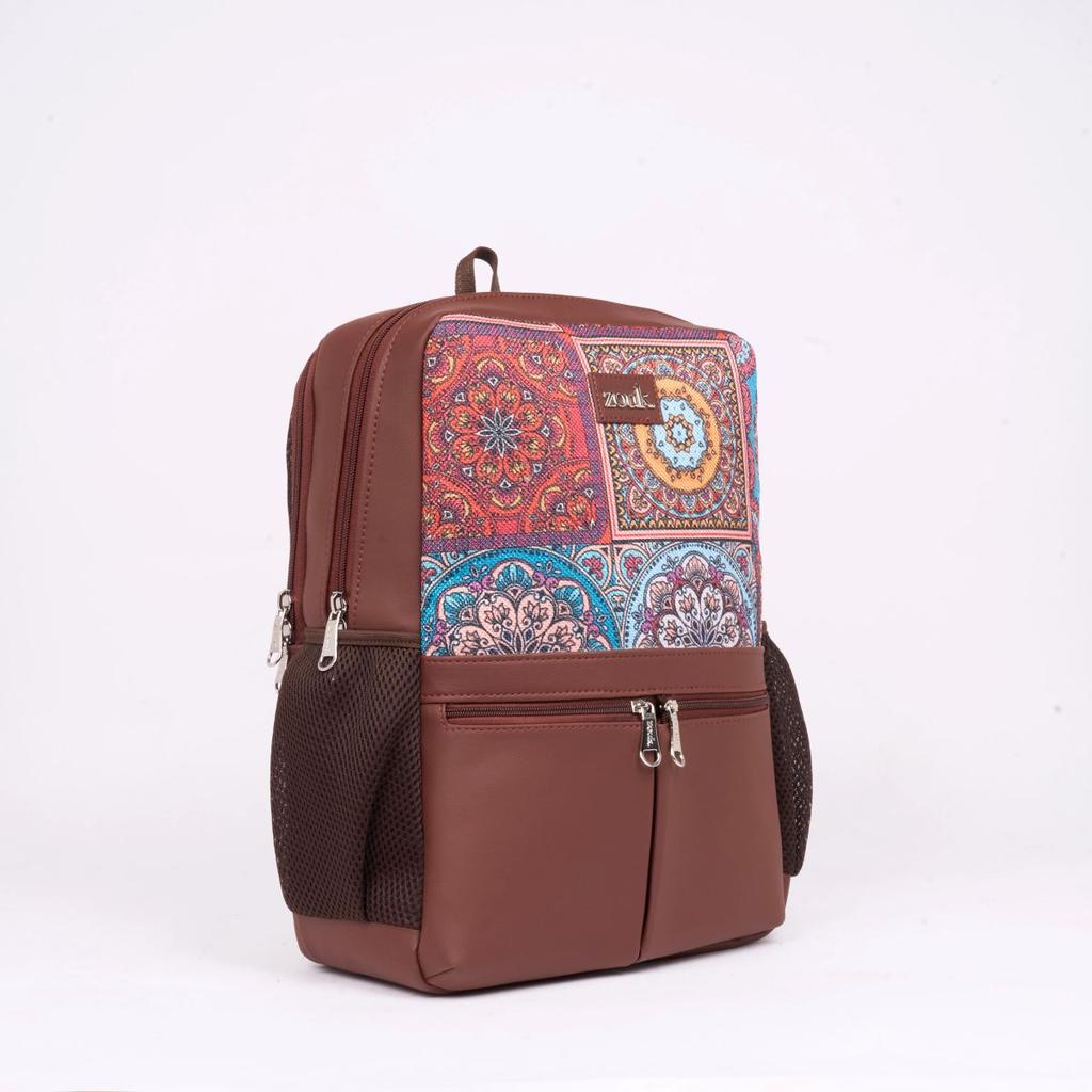 Multicolor Mandala Print Office Backpack (Brown) — photo 2