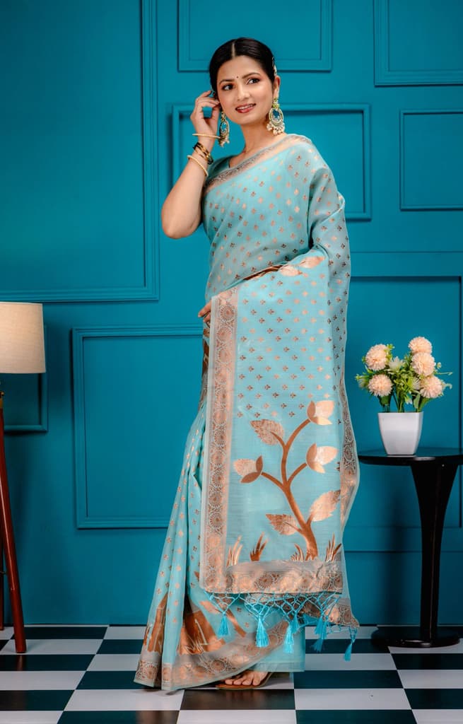 Mimosa Women's Woven Design Banarasi Style Art Silk Saree With Blouse Piece : SA00001828ANFREE — photo 4